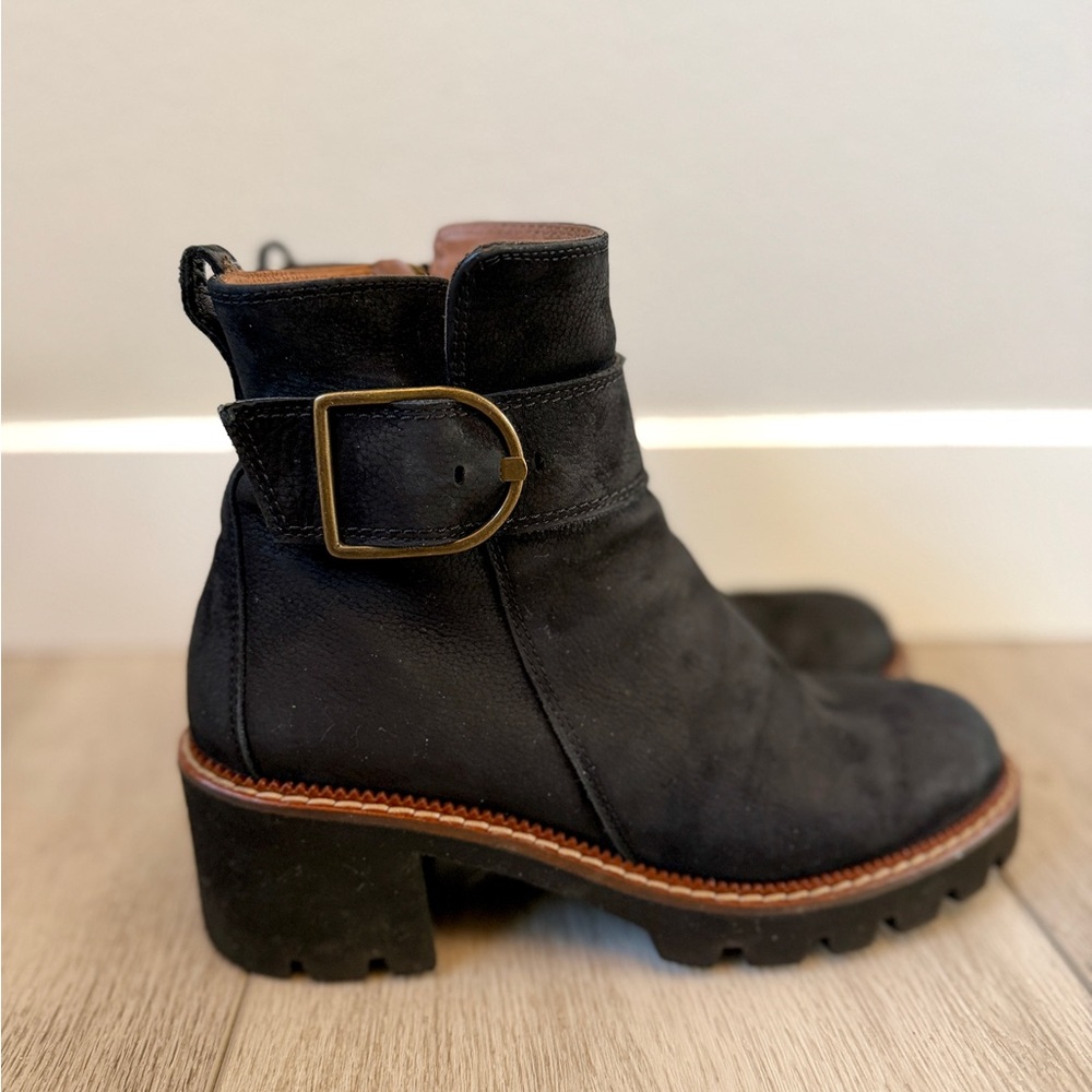 Paul Green Black Heeled Boots with Buckle